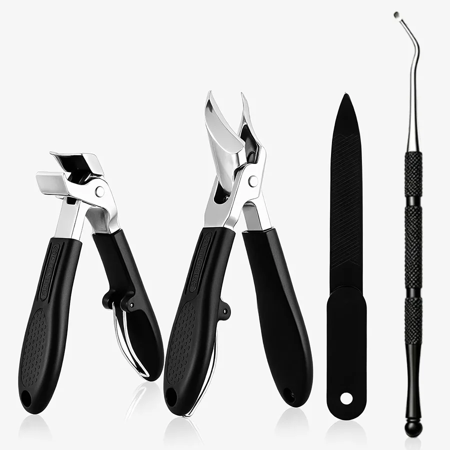 1/4 Stück Edelstahl-Zehennagelknipser für Senioren mit dicken Zehennägeln, schräg abgewinkelter Kopf, Zehennagelschneider, Eingewachsener-Nagelschneider