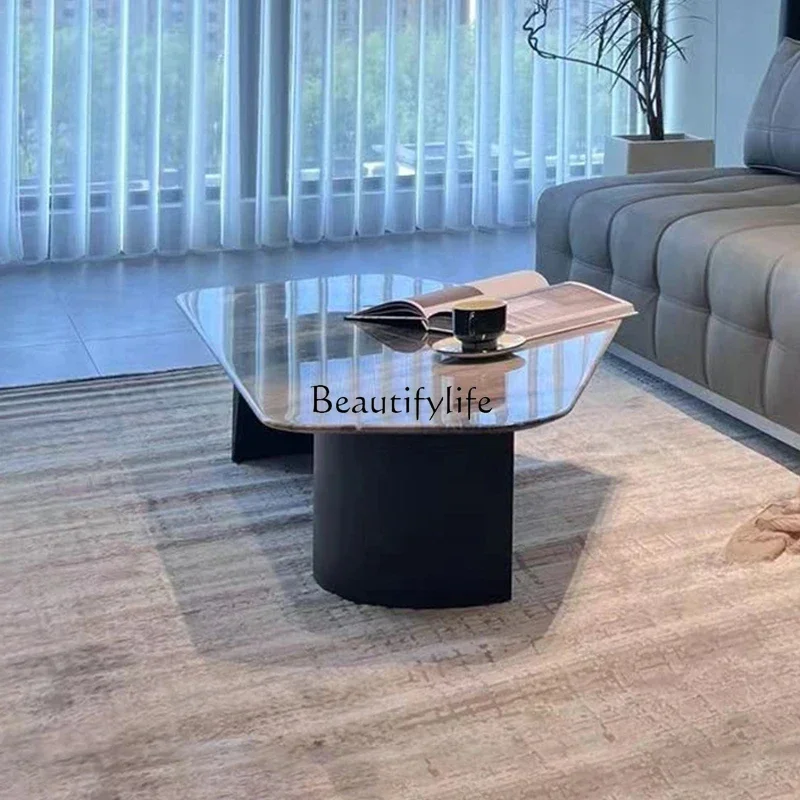 4  Natural Venice Brown Marble Irregular Coffee Table Modern Simple High-End Light Luxury Coffee Table