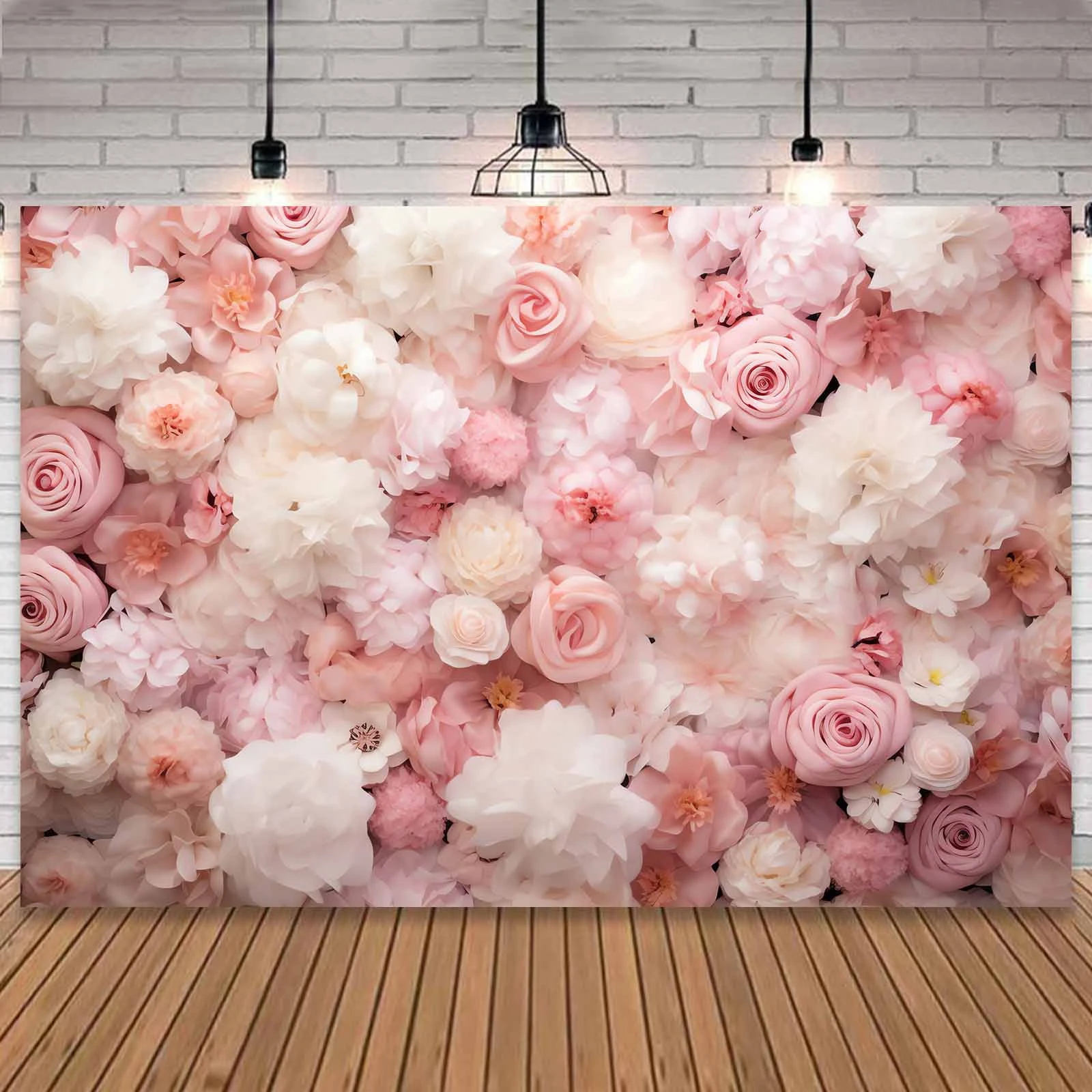 5x3ft Flower Wall Backdrop Spring Pink Rose Portrait Banner Photography Background Wedding Floral Wall Bridal Shower Party Decor