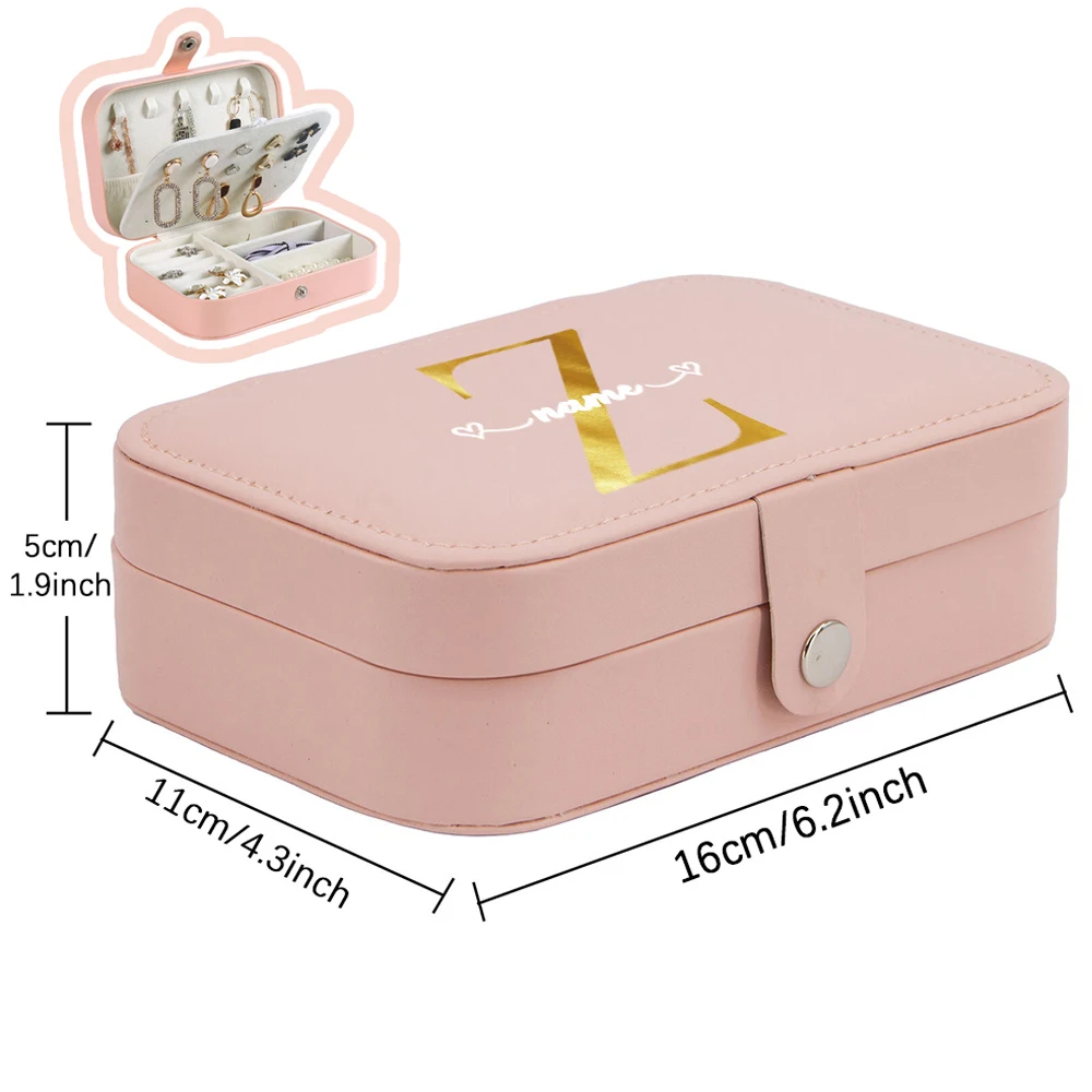 Customized Name Flap Jewelry Storage Box Makeup Earring Ring Organizer Double Jewelry Display Case Daily Portable PU Zipper Pack