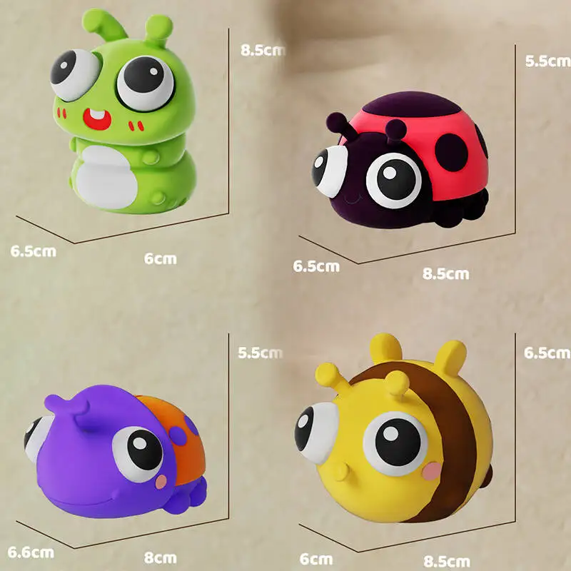 4 szt. Kreskówkowe, miękkie zabawki antystresowe w kształcie owadów i zwierząt, szybko powracające do kształtu, zabawki dekompresyjne dla dorosłych i dzieci, zabawki do redukcji stresu