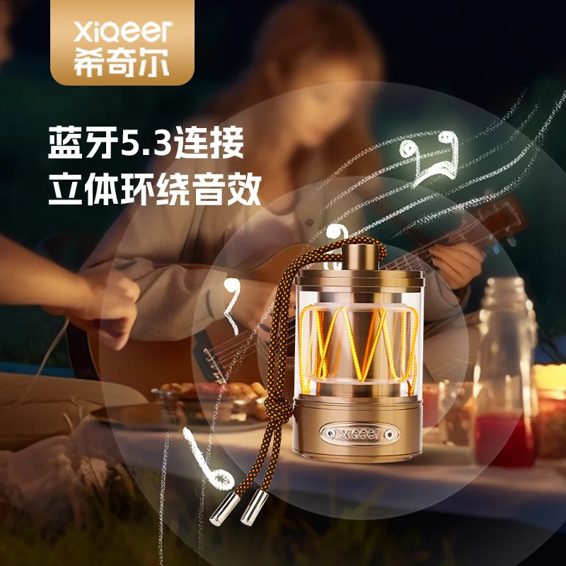 

2025 hot sale Bluetooth Speaker Outdoor Camping LED Portable Heavy Bass High Volume Aluminum Alloy Waterproof Wireless Hanging A
