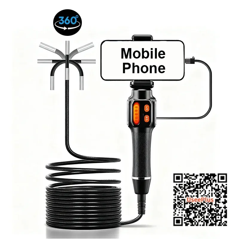 

360° Two-Way Articulation Borescope HD 1080P 6.0mm Steerable Endoscope Camera LEDS for Automotive inspection Car IOS Android
