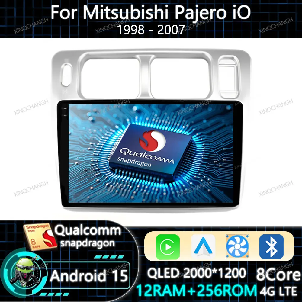 

Автомагнитола Android 15 с Carplay и Auto для Mitsubishi Pajero IO 1998-2007, QLED навигация GPS, головное устройство с 4G LTE, 5G WIFI, Qualcomm, BT