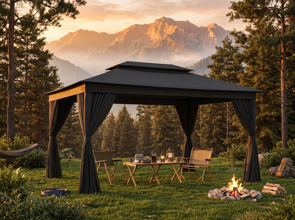Heavy Duty 10x15 Gazebo Canopy Tent with Vented Roof