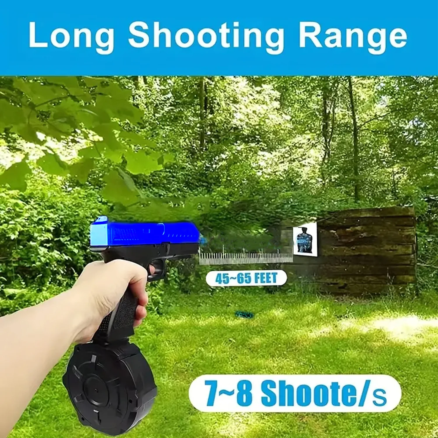 Toy gun, gel ball pistol, manual/automatic mode gel bullet gun, suitable for outdoor shooting games, Halloween and Christmas gif