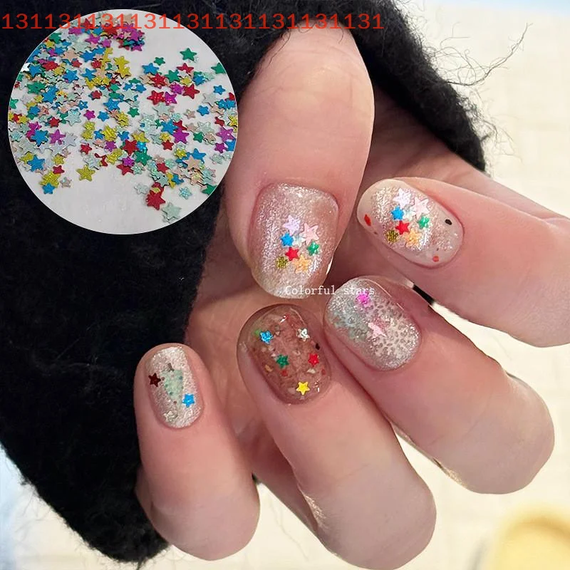1Jar 미니 스파클링 스타 네일 글리터 스파클링 펜타그램 네일 장식 네일 살롱 디자인 귀여운 액세서리 DIY 네일 아트 디자인