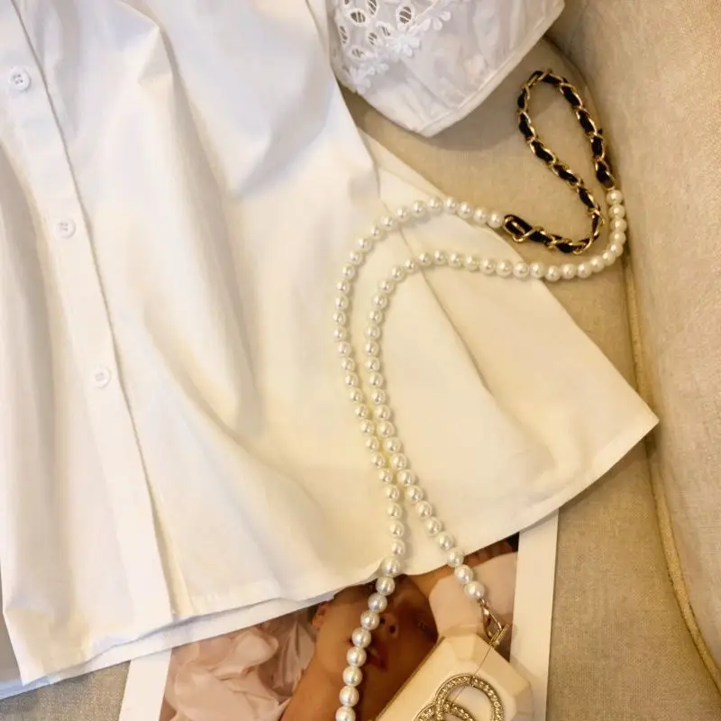 Short Sleeve Shirts Women Business Casual Jacquard Patchwork Pintuck Cropped Blouse Artistic Preppy Urban Student Youthful Light