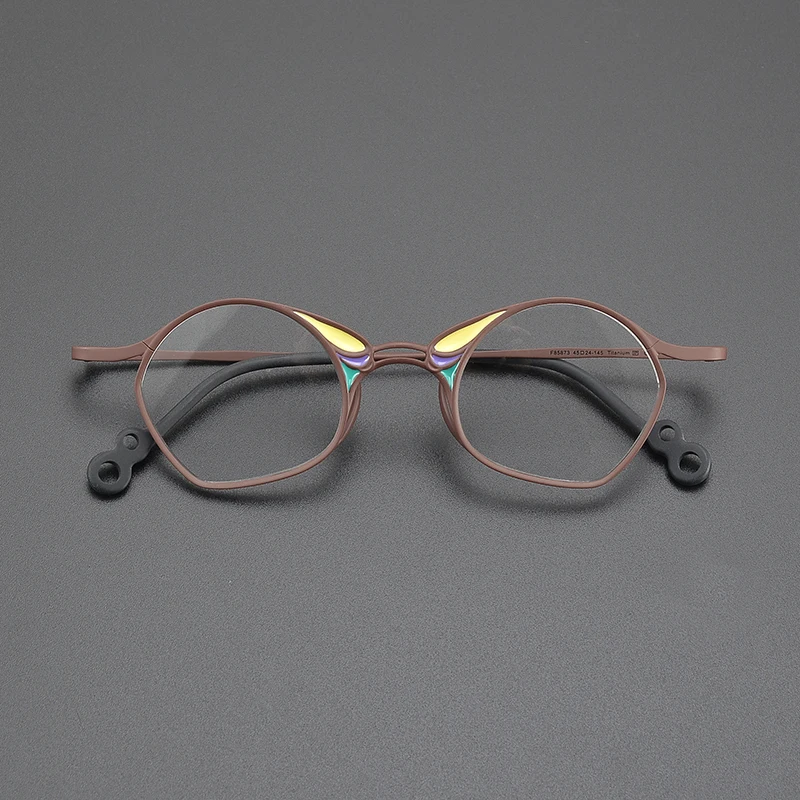 Color irregular ultralight pure titanium retro cat-eye glasses frame literary fashion trend niche casual personality optical gla