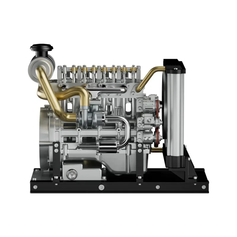 Teching mini motor diesel de 4 cilindros, metal mecânico, montagem diy, modelo de motor, kits de construção para adultos, brinquedo experimental
