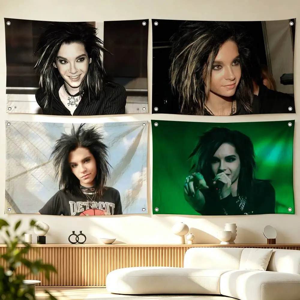 B-Bill Kaulitz Tokio Hotel  Flags Wall Hanging Tapestry Outdoor Garage Room Decorative flag Background Blanket