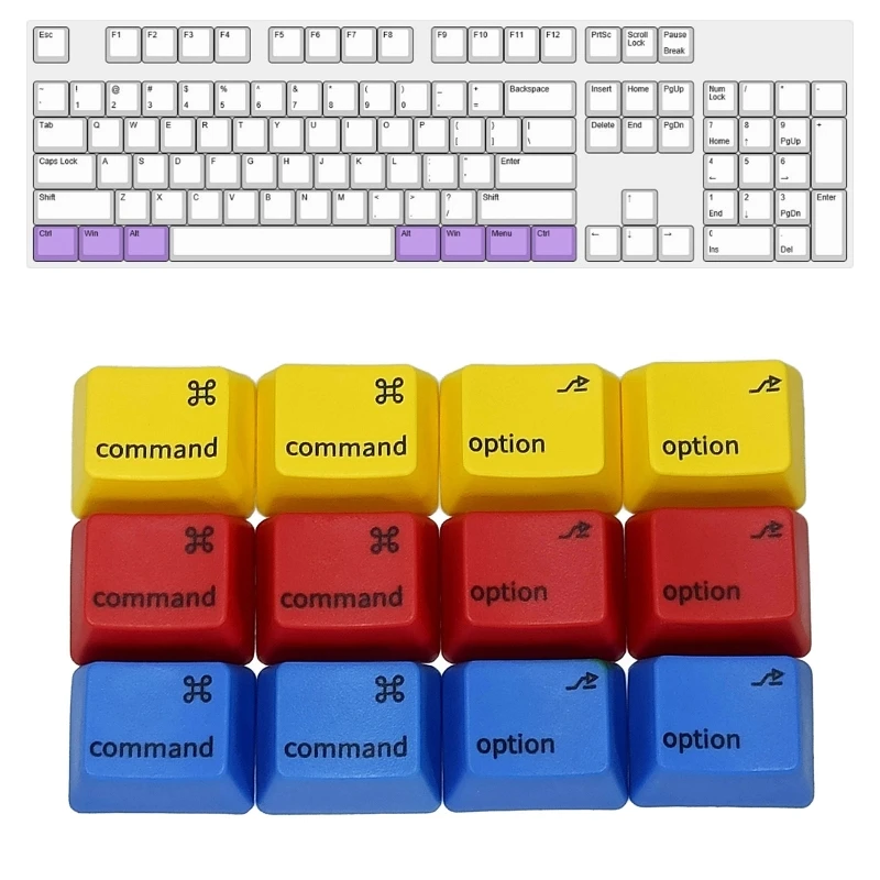 E65A PBT Keycaps MAC-style Command Option Keys Dye-Sub Cherry MX Key Caps 1.25U for MX Switches Mechanical Gaming Keyboard