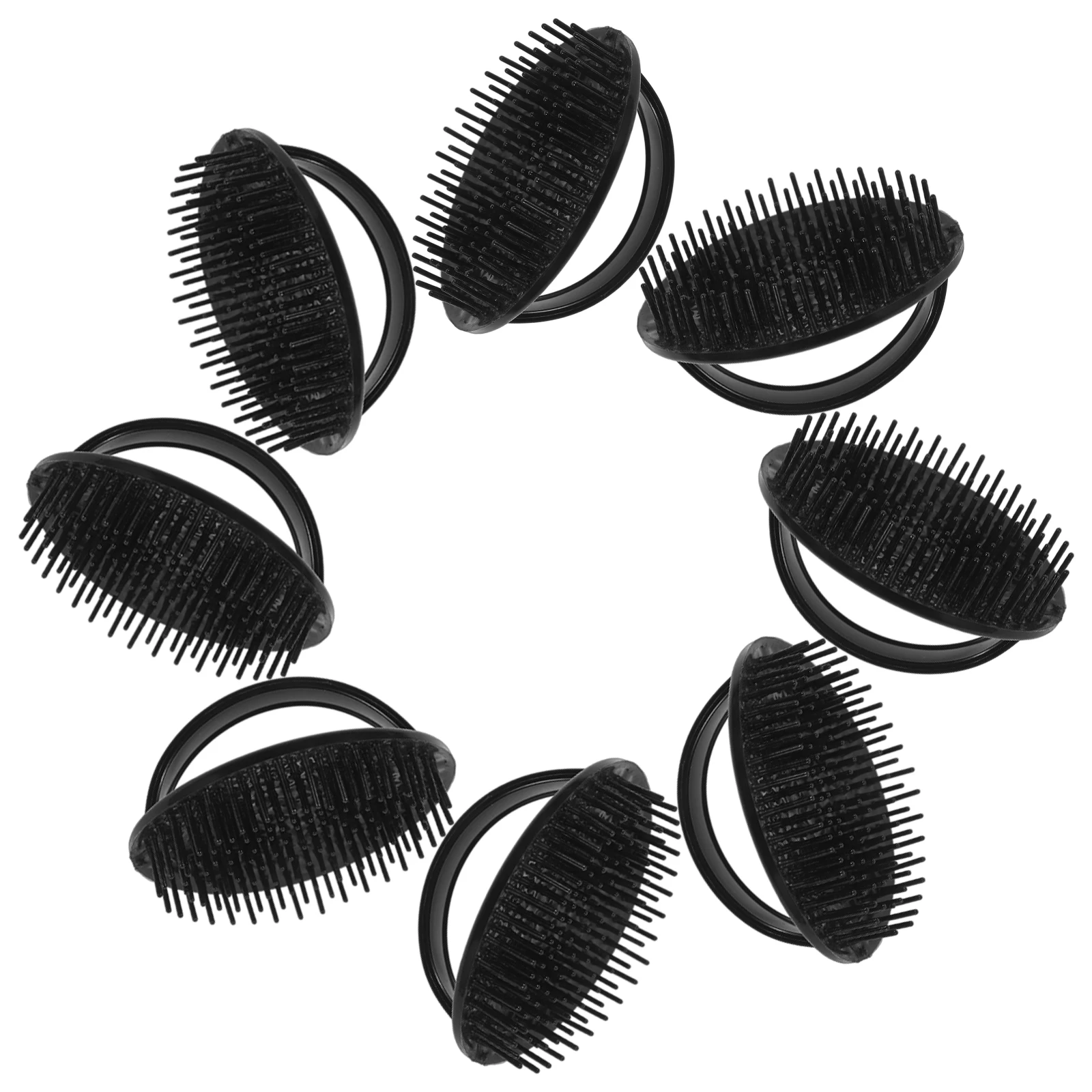 

8 Pcs Scalp Massage Comb Hair Scrubber Shower Massager Small Brush for Dandruff Black Silicon Cleaning Tool Promote Circulation