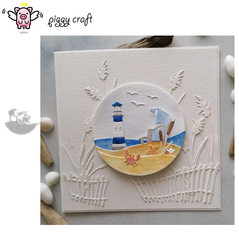 Piggy Craft metal cutting dies cut die mold Seaside round frame Scrapbook paper craft knife mould blade punch stencils dies