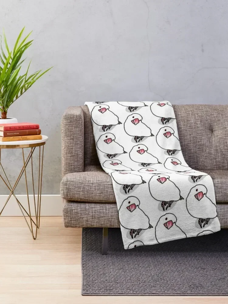 Cute White Java Sparrow Throw Blanket blankets ands wednesday Blankets