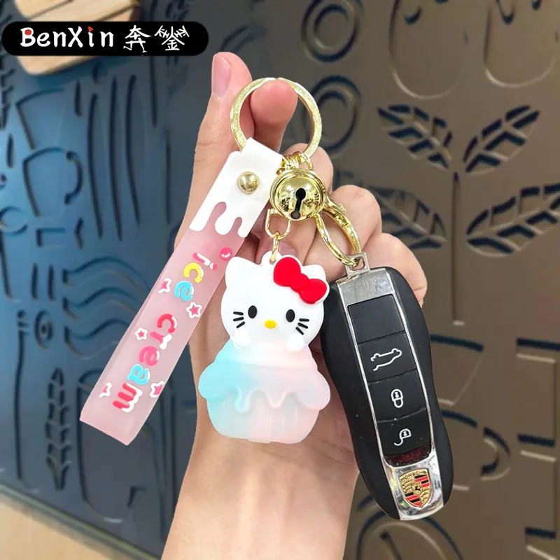 ملحقات سلسلة مفاتيح مينسو لتخفيف التوتر والعادم، وأضواء ملونة مضيئة، وسلاسل المفاتيح، ومعلقات الحقائب، والسيليكون