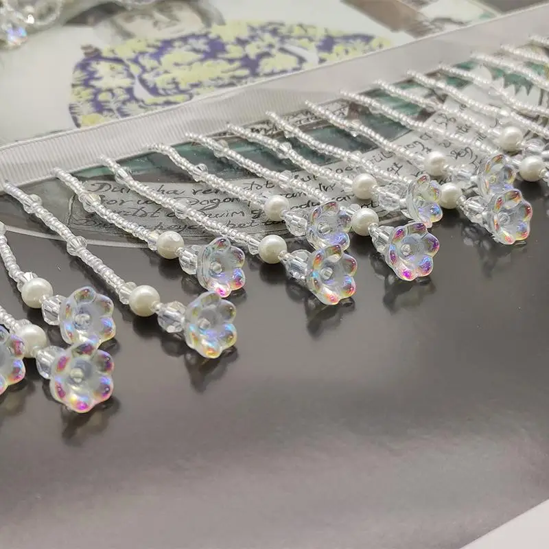 Quasten-Perlen-Spitzenbesatz für Kleidungsstücke, Kleider, Quasten-Spitzen-Dekoration, Schuh-Ornamente, weißer Perlenvorhang RS2506036 – Detail 8