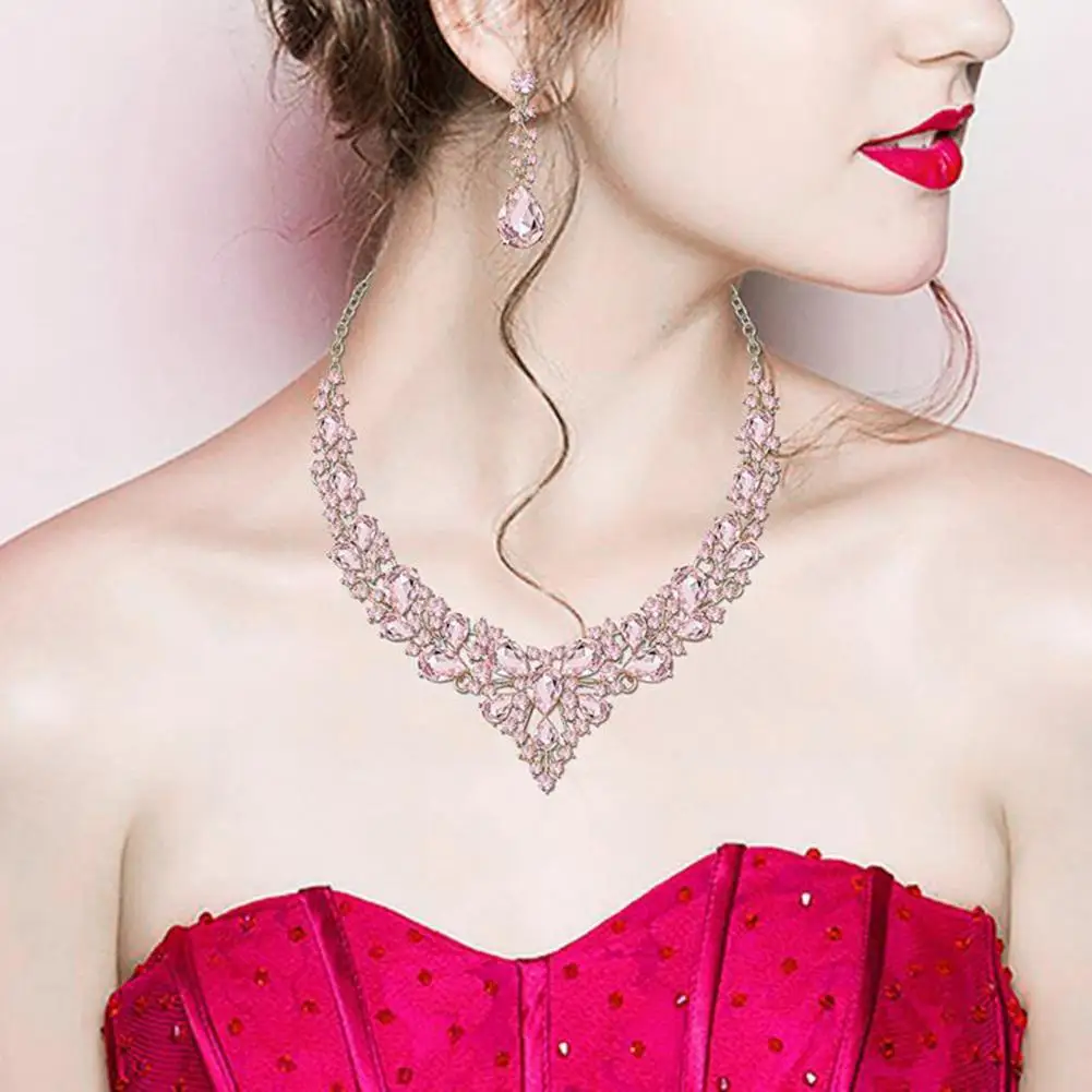 1 Set Attractive Dangle Earrings Charming Wedding Earrings Extension Chain Fashion Bride Jewelry Set  Decoration
