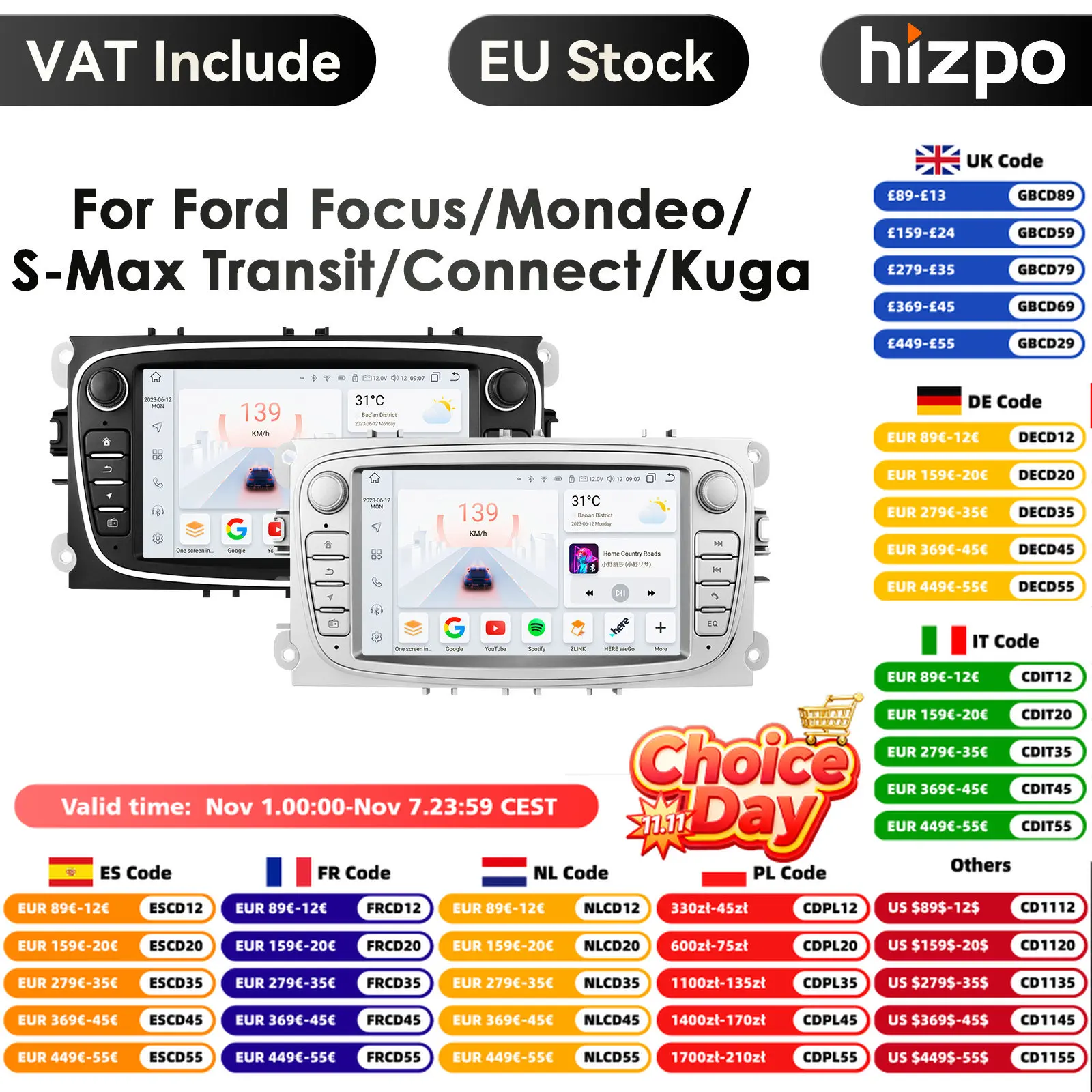 7Inch 4G Car Radio Multimedia Video Player for Ford Focus S-Max Mondeo 9 Galaxy C-Max Navigation GPS Android Auto Carplay Stereo