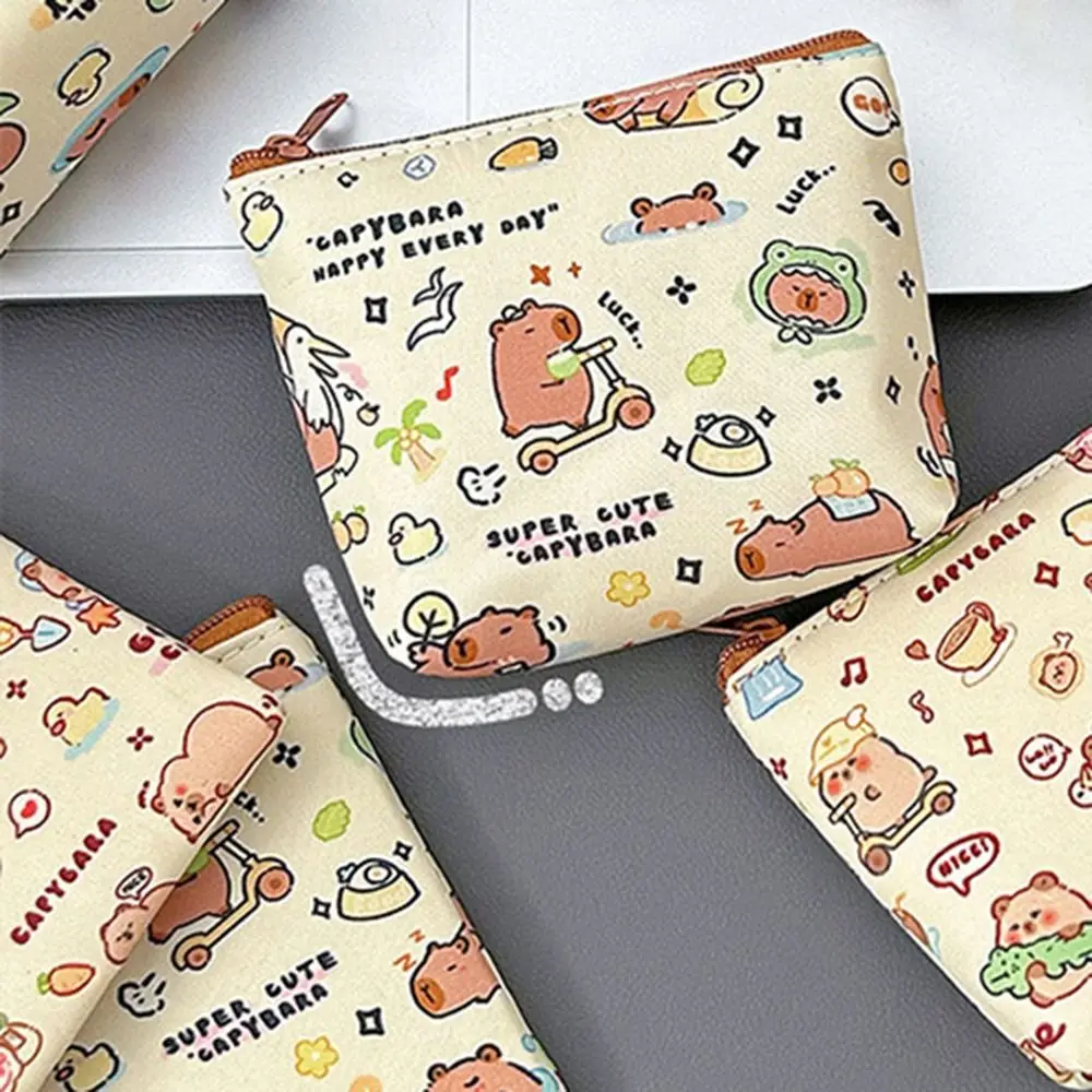 Cute Cartoon Pattern Capybara Coin Purse Mini Portable Key Bag Waterproof Wallet