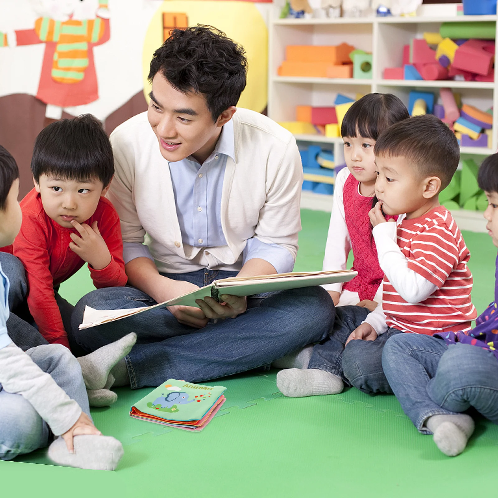 Livre de bain doux pour bébé, tissu froissé, motif Animal de dessin animé, développement précoce, livres tactiles sensoriels pour le plaisir du bain