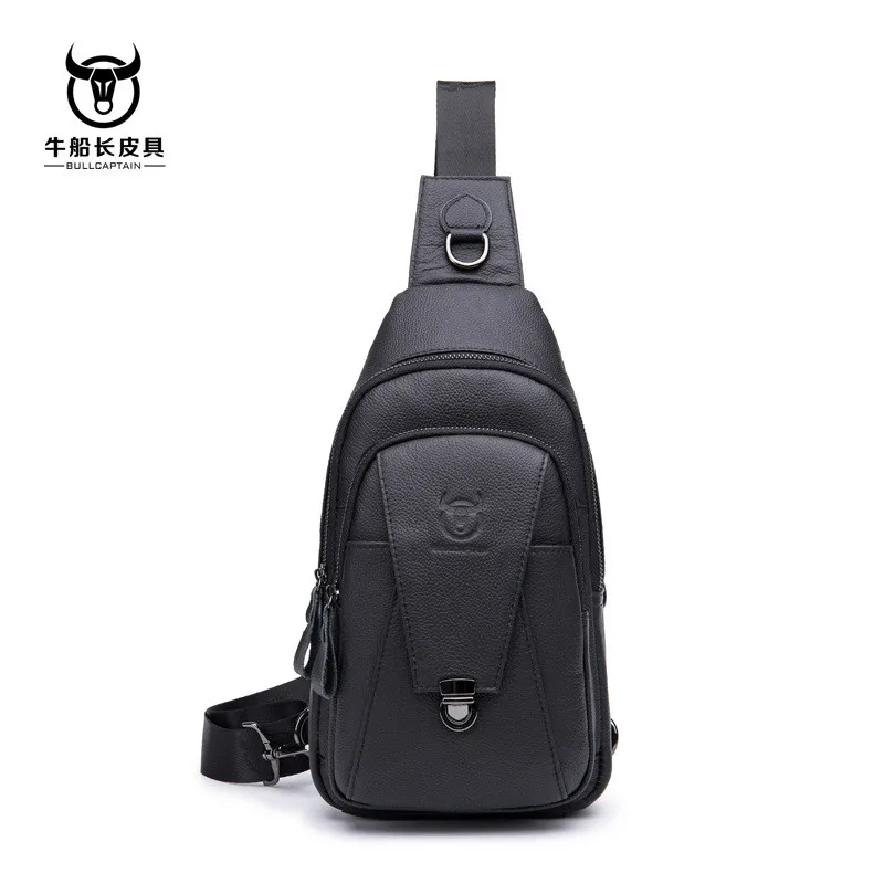 Brand 2024 High Quality Men Genuine Leather Cowhide Vintage Chest Back Pack Travel fashion Cross Body Messenger Shoulder Bag