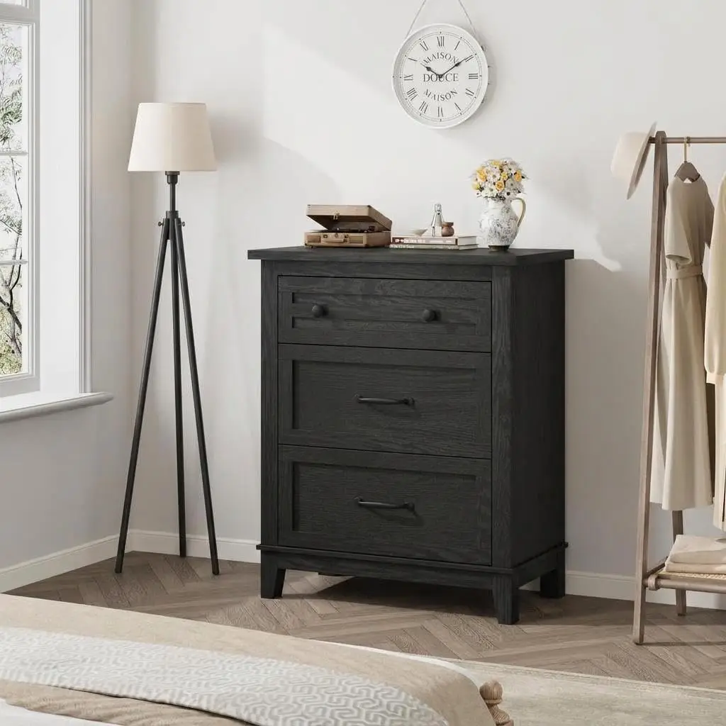 Tall Chest of Drawers with 4 Drawers for the Bedroom, Vertical Wooden Wardrobe with Large Capacity, Freestanding, Ideal for the Bedroom, Living Room and Hallway