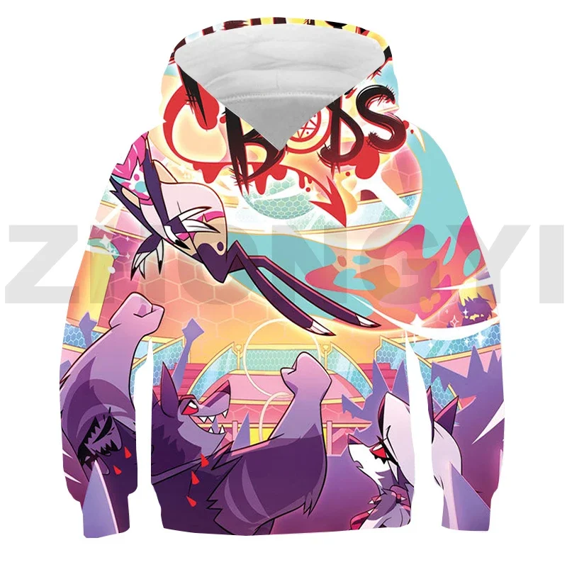 Children Cartoon Helluva Boss 3D Hoodies Harajuku Anime Pullovers Sweatshirt Boys Streetwear Cosplay Costume Merch Lounge Wear