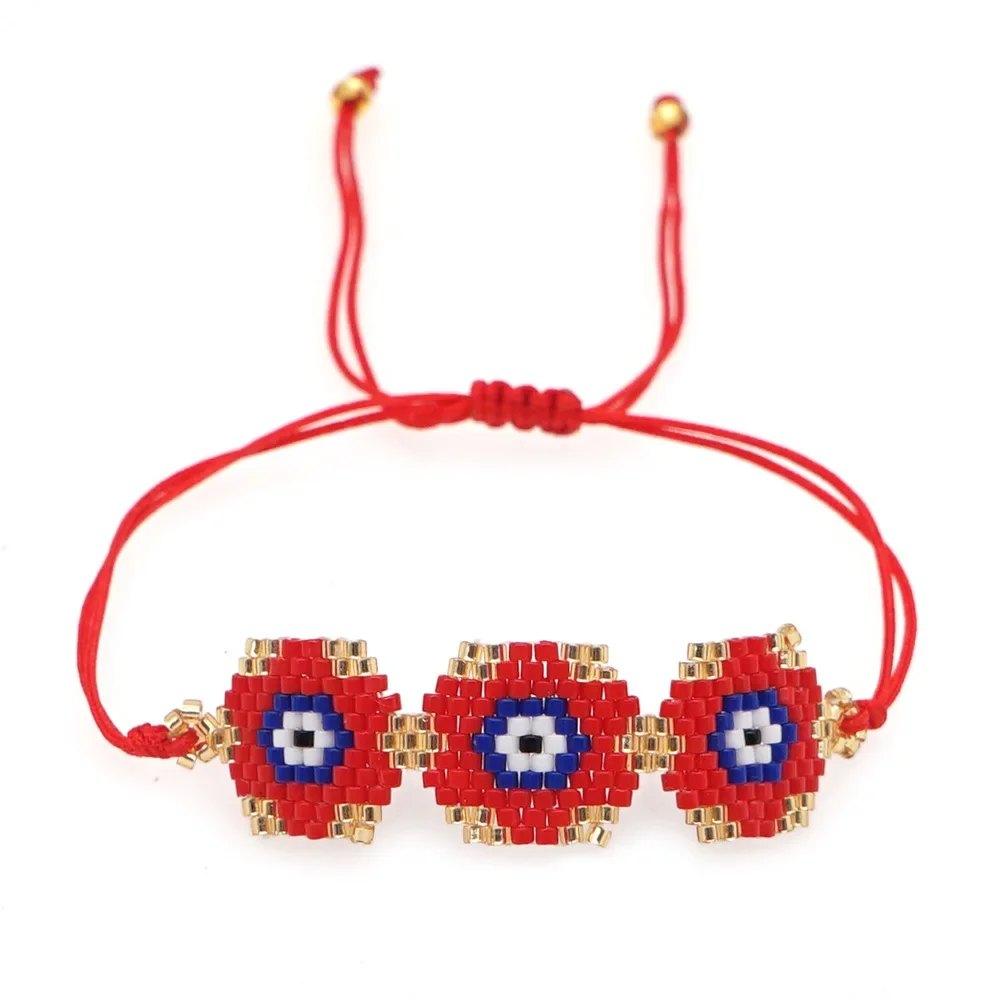 Rice Ball Bracelet  Hand woven  Versatile  fashion  pattern  hexagon  Bohemia  Adjustable  Unisex  Beaded Bracelet