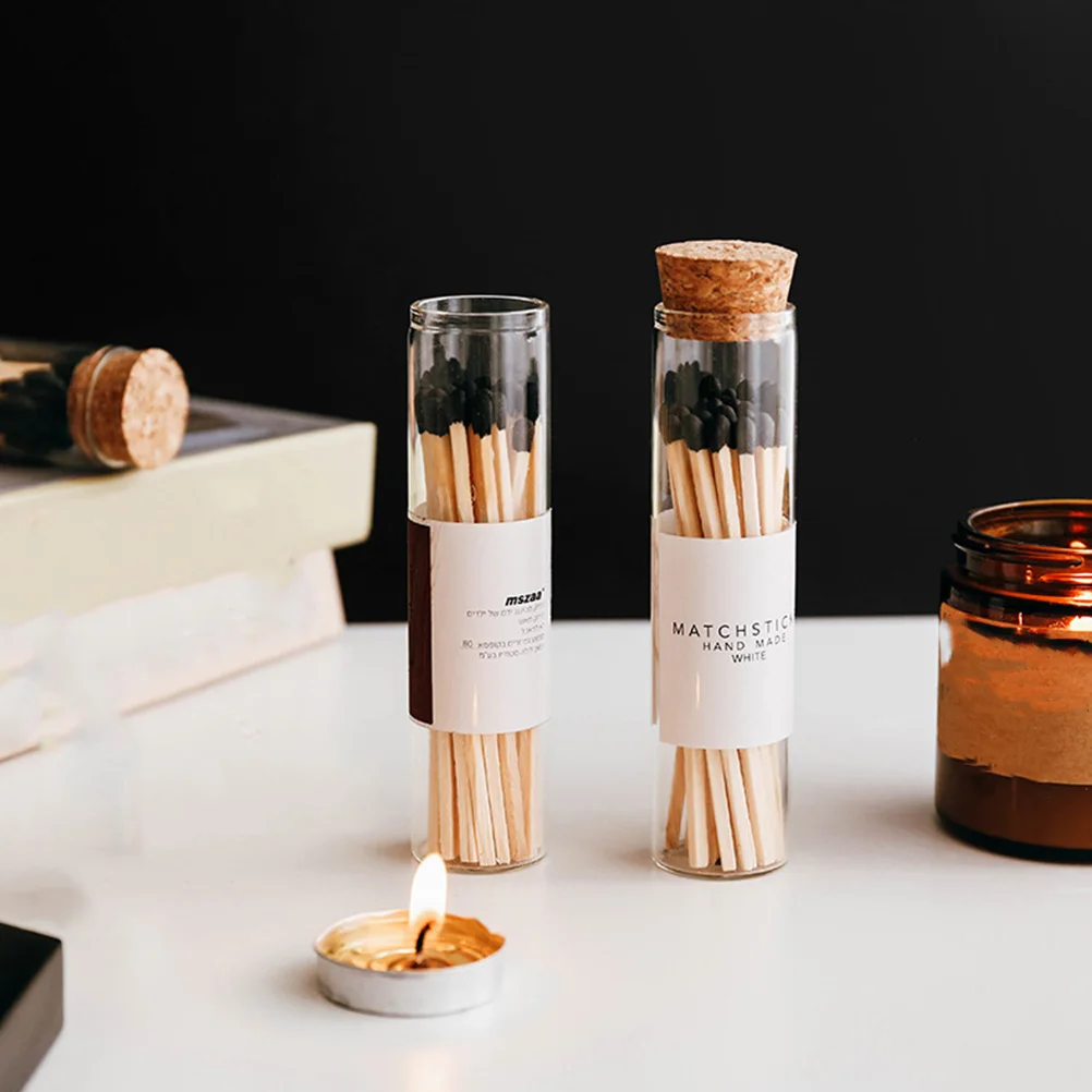 

20 Pcs Clear Glass Match Small with Cork Container Wishing