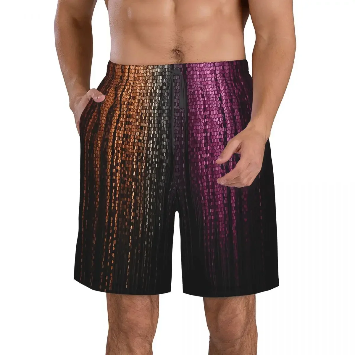 Faux Glitter Rainbow Pride Flag LGBT Gay Lesbian Trunks Beach Board Shorts Casual Quick Dry Swim Summer Men Pants