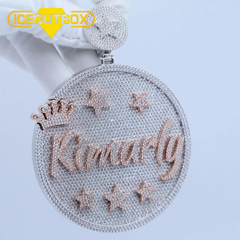 Personalized New Style VVS Moissanite Diamond Iced Out Hip Hop Gold Plated Moissanite Custom Round Pendant Personality Gift