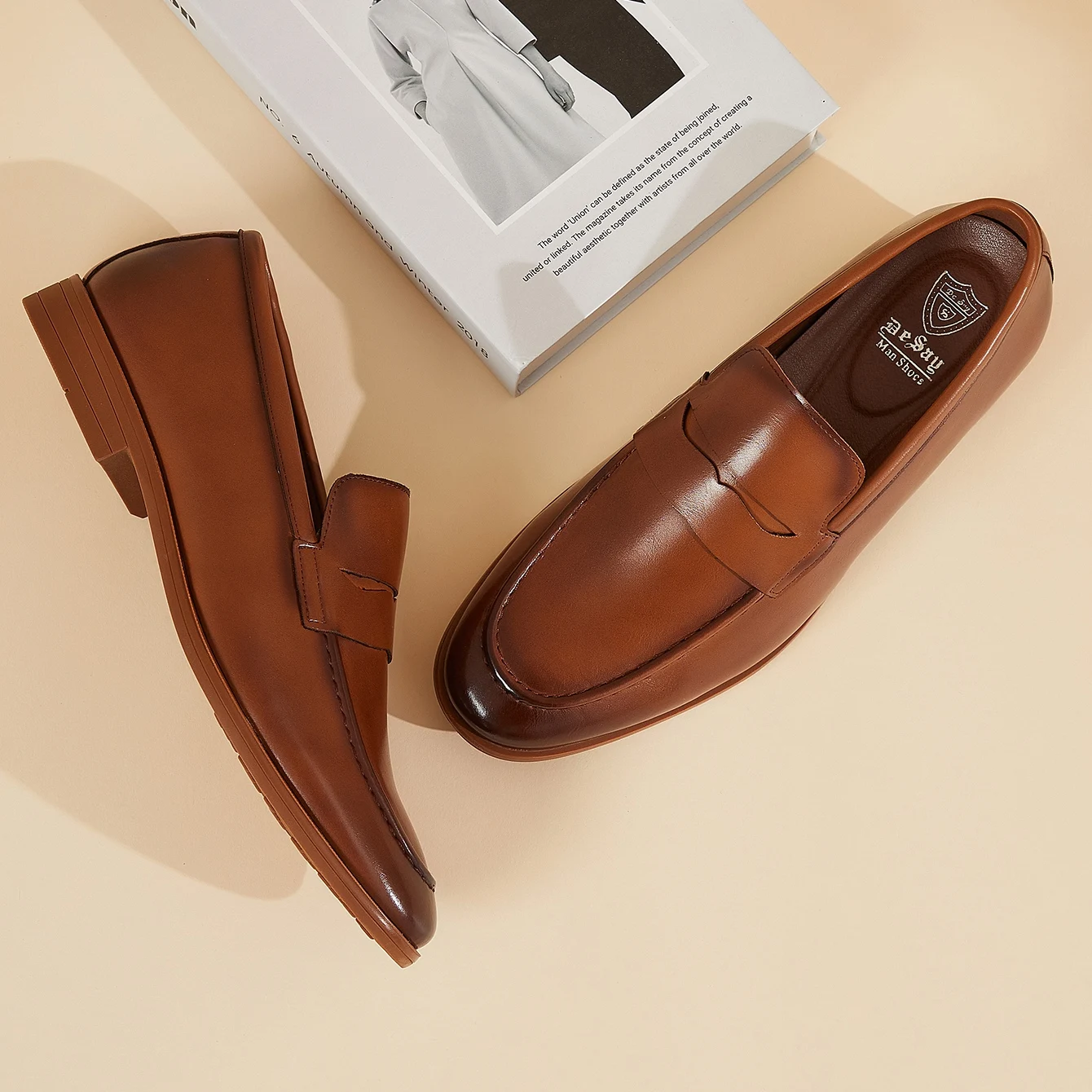 Desai Men's 2026 Autumn PU Leather Penny Loafer Slip-on Shoes Non-slip Comfort Sole Business Walking Leather Casual Shoes