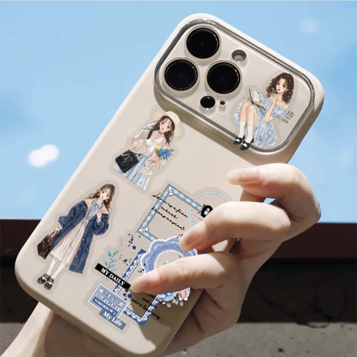 10pcs Blue Floral Girl Sticker - Phone Cases Kids review and price