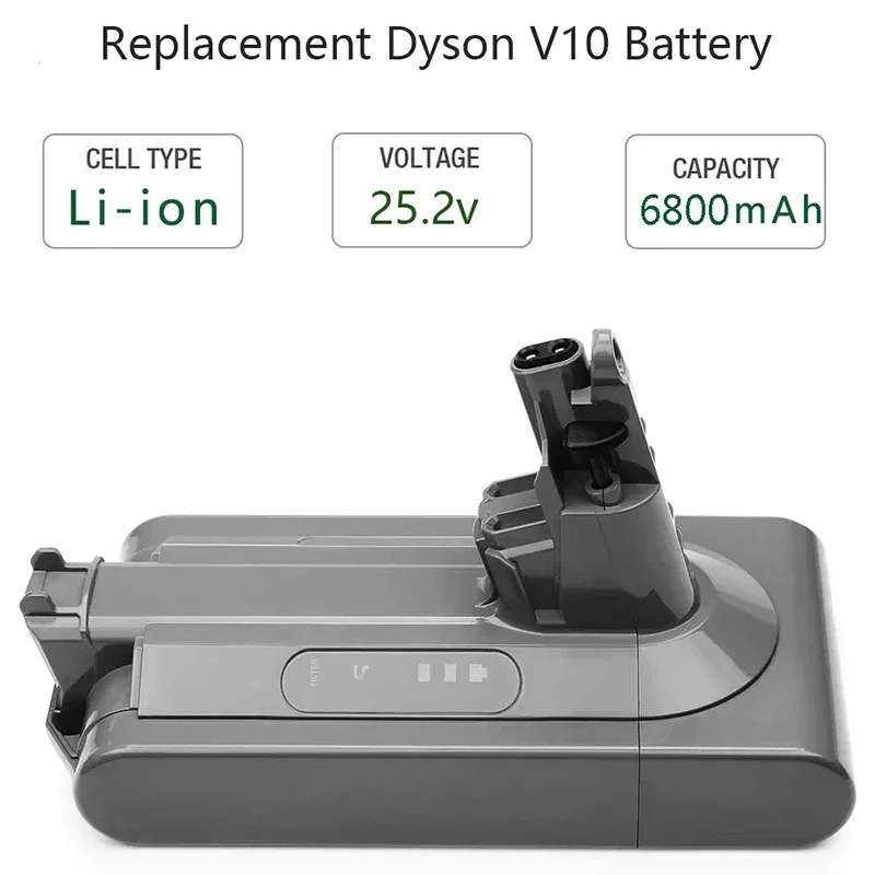 Novo para dyson sv12 6800mah 100wh bateria de substituição para dyson v10 bateria v10 absoluto fofo ciclone v10 carregador de bateria