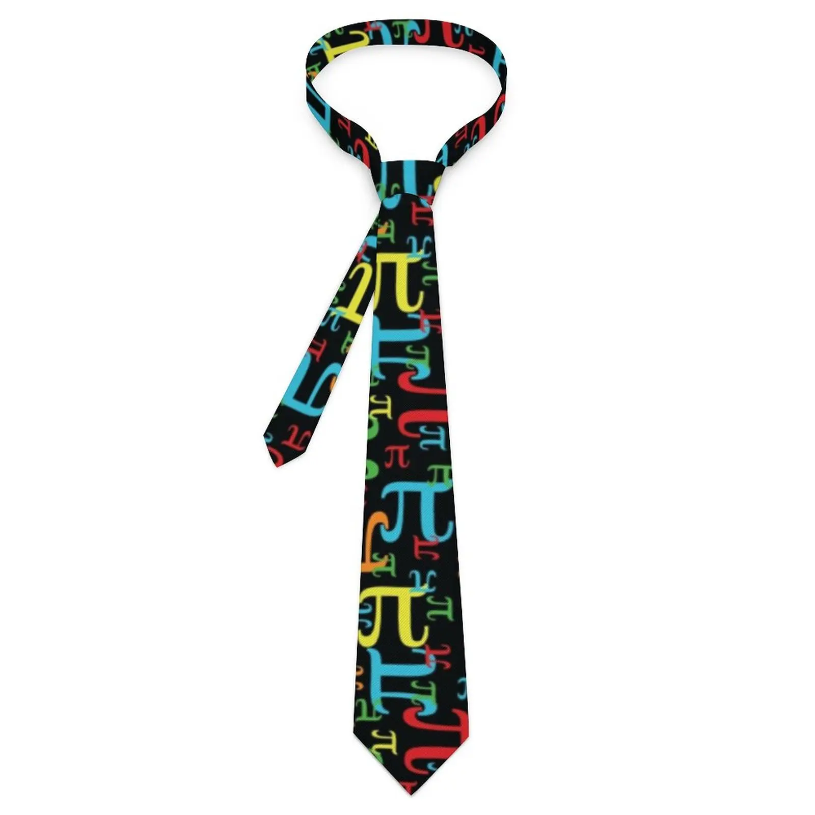 

Colorful Math Tie Neon Pieces of Pi Daily Wear Neck Ties Unisex Adult Retro Trendy Necktie Accessories Quality Design Collar Tie