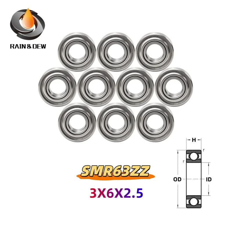 10 pçs smr63zz rolamento de aço inoxidável ABEC-9 carretel de pesca para daiwa & shimano & abba garcia carretel alças rolamentos 3x6x2.5mm