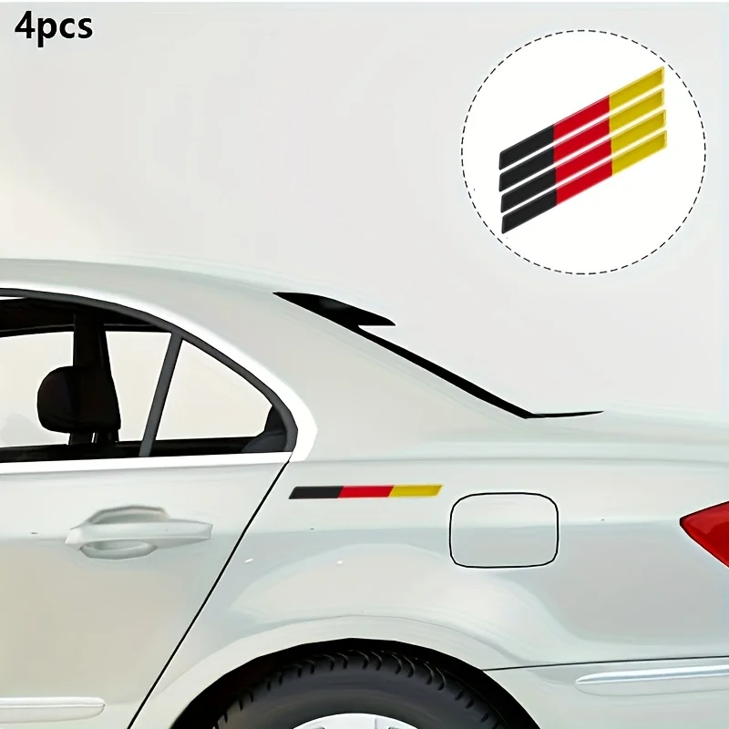 4pcs/set THIN Germany Flag Sticker Decals German Racing Sport Resin Decals Badge DE Decoration for Italian Car Bike Motorcycle