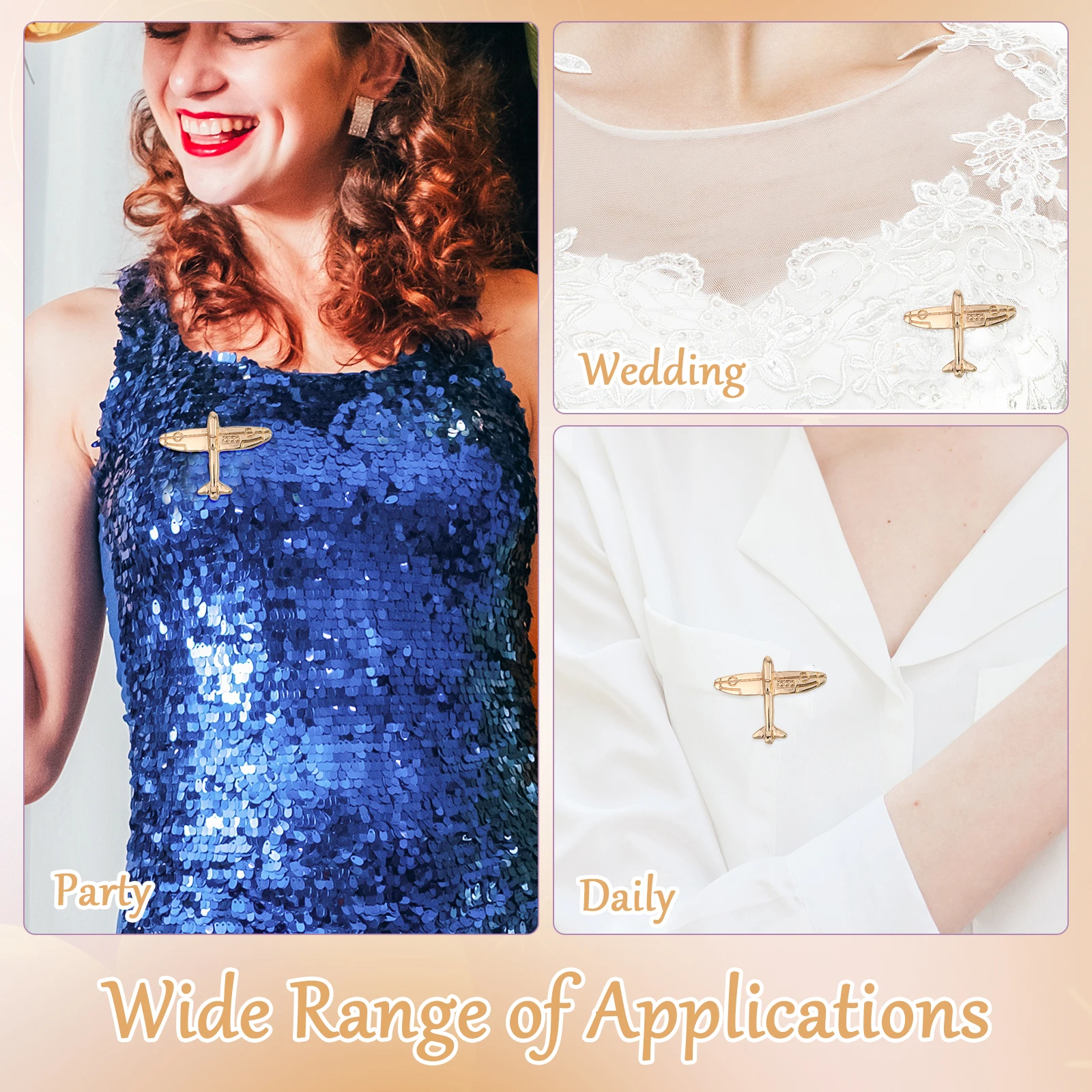 

2Pcs Airplane Shape Lapel Pin Stylish Travel Brooch Suit Accessory Unisex Flight Attendant Collar Badge for Men Women