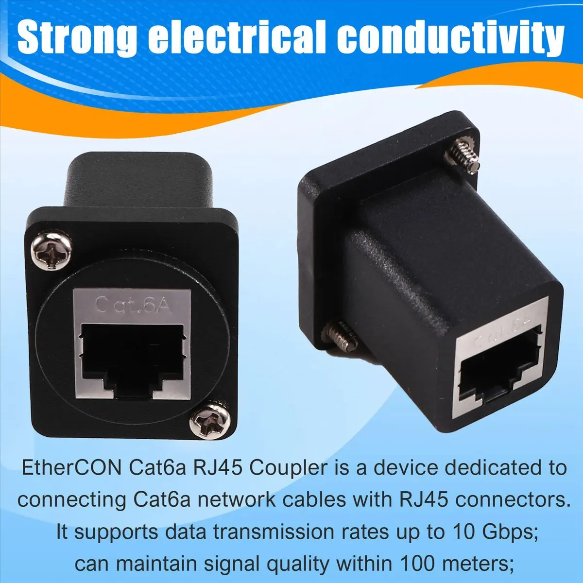 2Pcs Ethernet GigE RJ45 Cat 6A EtherCON Feedthru Modular Panel Connector for EH Series NE8FDX-P6