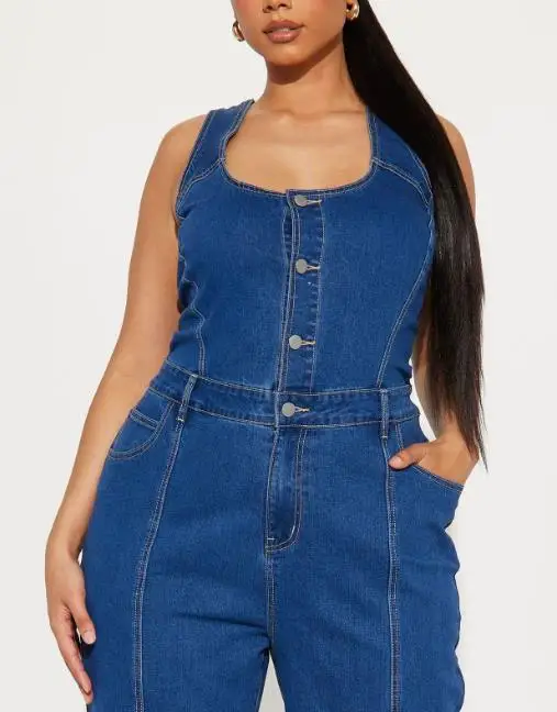 Women's Jumpsuit Fashion Casual Sexy Shoulder Strap Denim Jumpsuit Flared Pants Street Fashion Retro Casual Elegant Jumpsuit