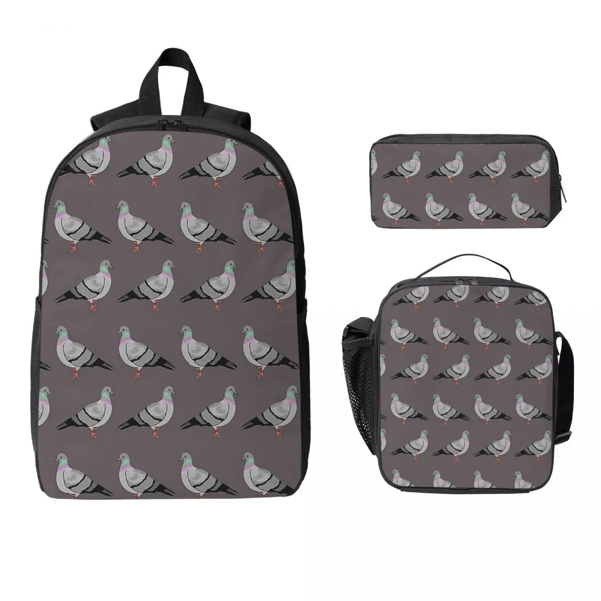 

Pigeon Walk Backpack Student Boys Girls BookBag School Bag Computer Shoulder Bags 3ps Insulated Lunch Bag Pencil Case