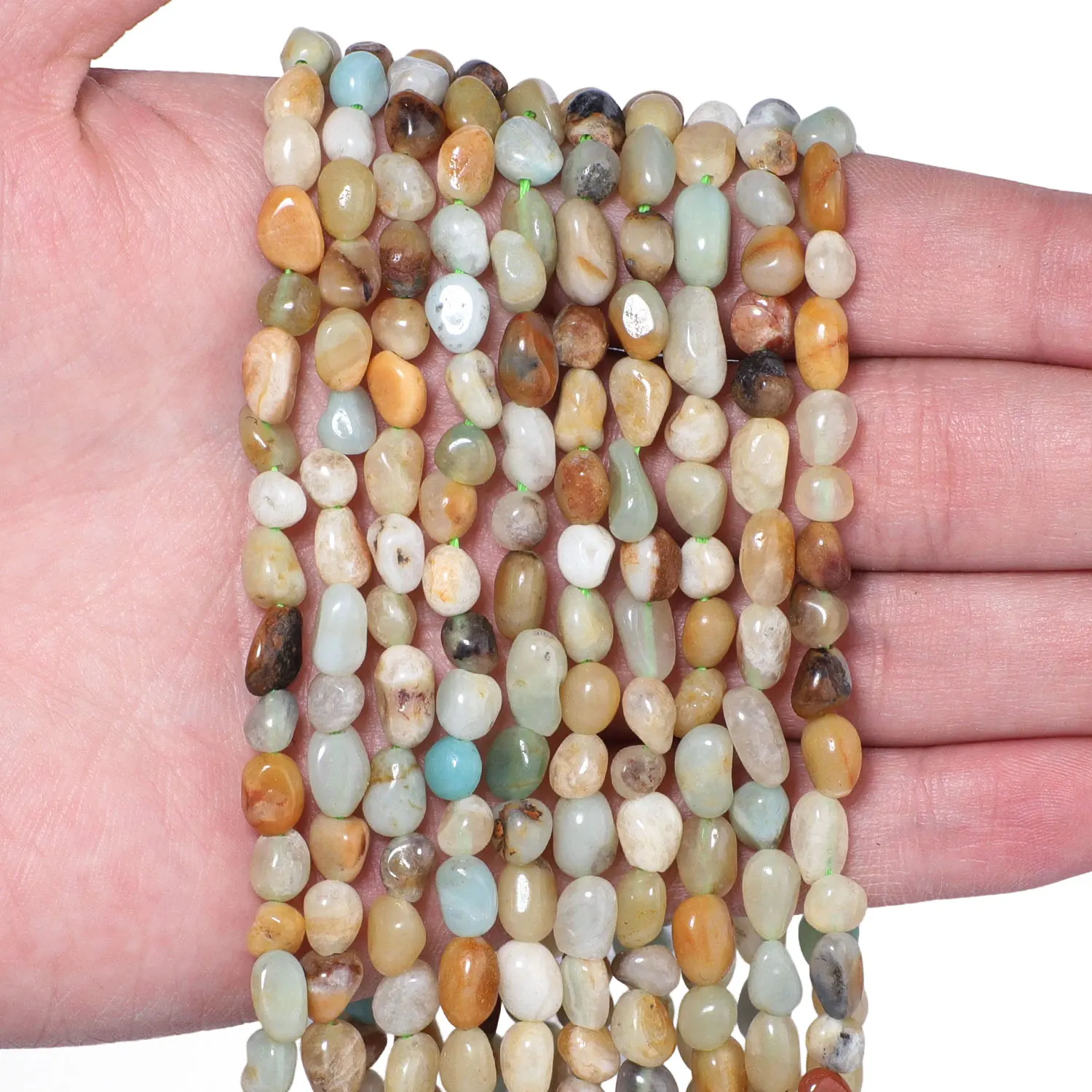 4-6mm Irregular Natural Stone Colored Amazonite Beads Gravel Loose Beads for Jewelry Making DIY Charms Bracelet Accessories 15''