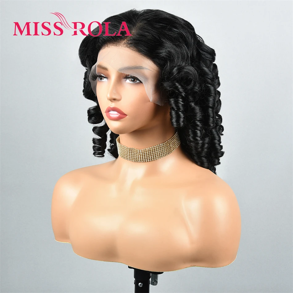 Miss Rola 12A Grade 250% Density 13X4 Bouncy Curly Lace Front Wigs 100% Human Hair Burmese Hair Wig Ombre Highlights Brown 350