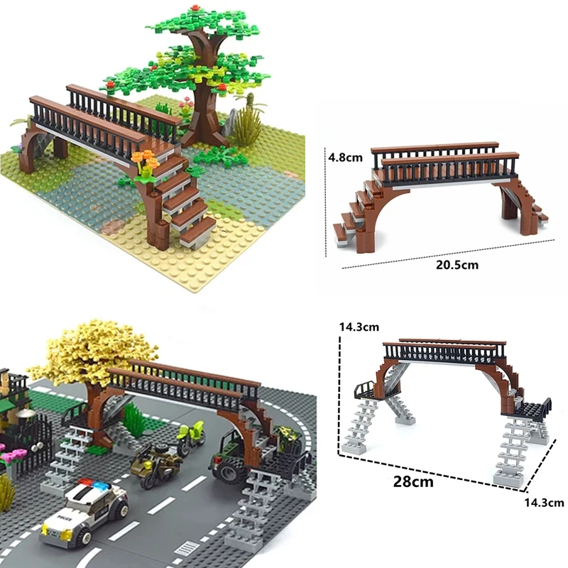 City Train Uphill Bridge Tracks Rails Train طبقة مزدوجة مسار مستقيم منحني عبر السكك الحديدية بنة متوافقة مع جميع العلامات التجارية #2