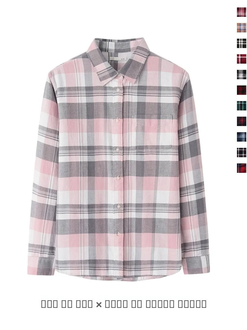 

Новая женская фланелевая рубашка в клетку из 100% хлопка, с длинным рукавом, свободного кроя, универсальная верхняя одежда в стиле ретро, дышащая и комфортная, коллекция 2025 года.