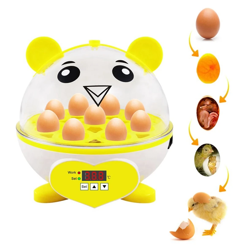 9 Incubators For Hatching Eggs, Automatic Temperature Control For Hatching Chicken With Light And Feeder Durable Easy Install