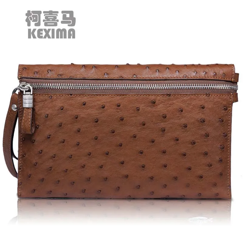 keximayuanyuan Ostrich leather male cluth bag  long large capacity male Ostrich wallet  Male hand caught bag men wallet