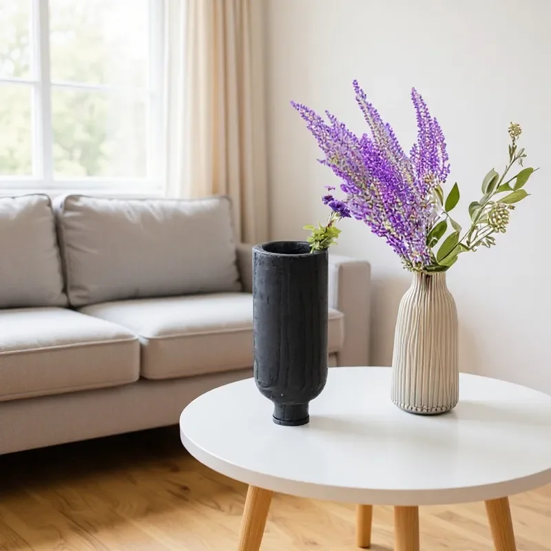 Handmade Carbonized Chestnut Black Vase New Chinese Style Home Furnishing Decor for Hotel Villa Art Gallery Ornament