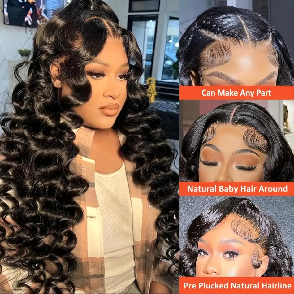 Wiggogo Loose Deep Wave Wig 13x6 Hd Lace Frontal Wig Curly 100% Human Hair Preplucked 13x4 Water Wave Front Wigs For Black Women image 2
